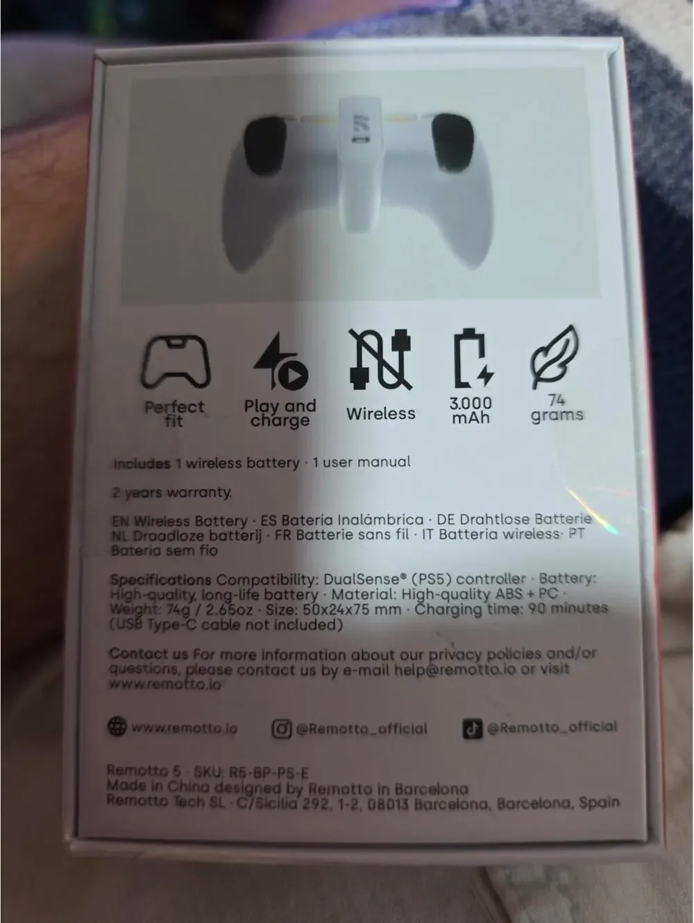 Wireless Charger for PS5 Controller, Portable Battery for DualSense, Play While